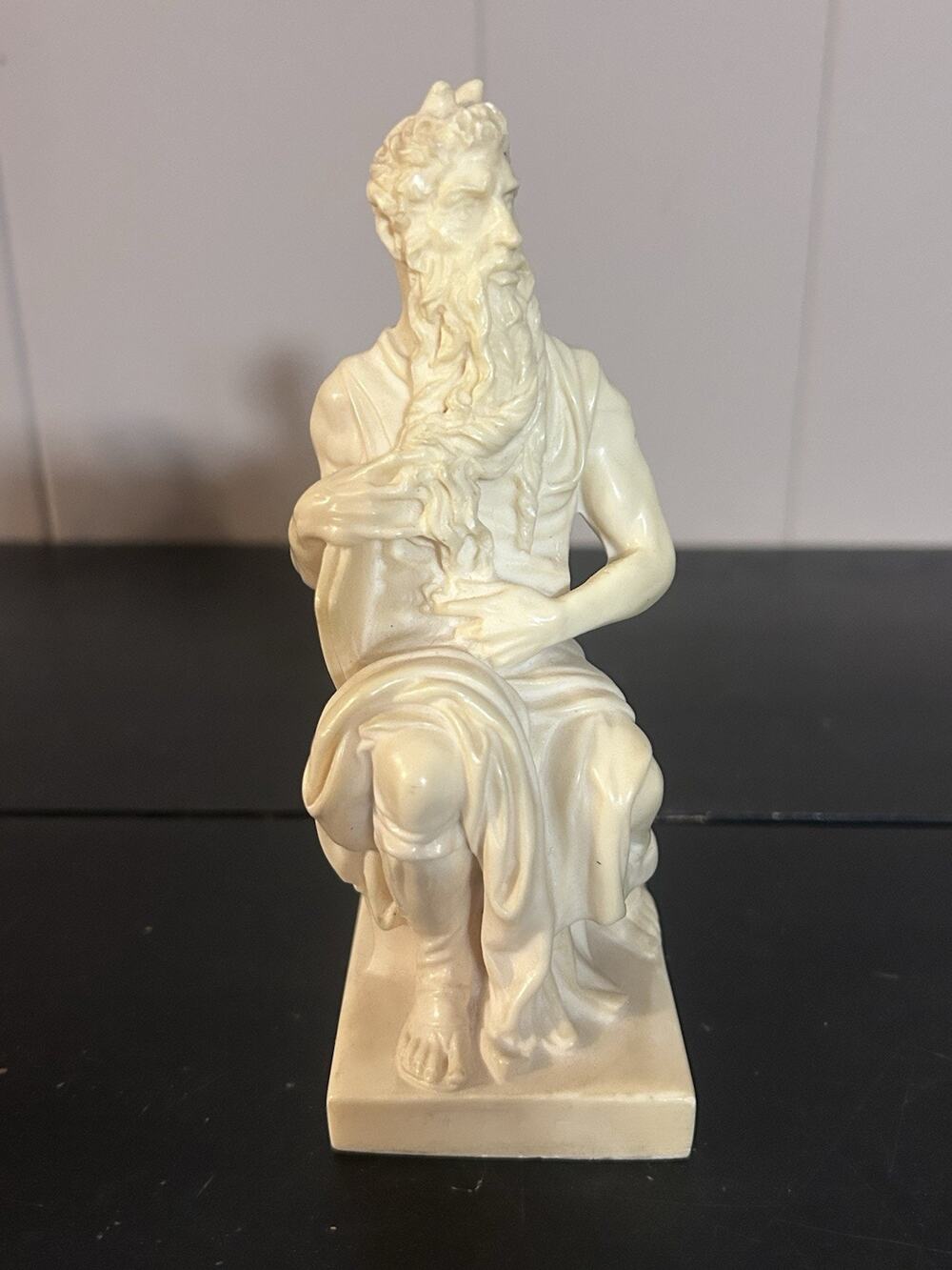 Vintage A Santini Moses Sculpture Michelangelo Classic Figure Made Italy